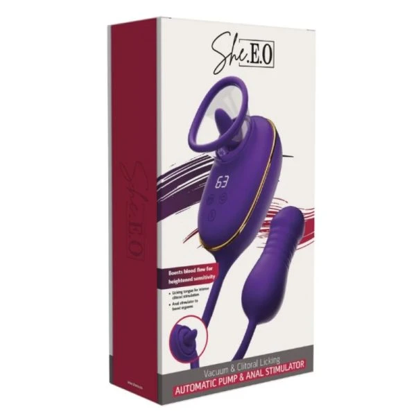 She.E.O Clitoriszuigapparaat met lik-effect en anaalstimulator paars