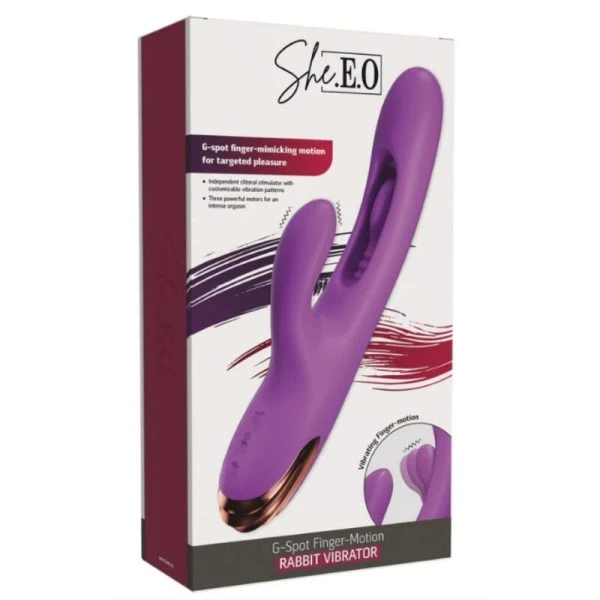 She.E.O Rabbit-G-Punt-Vibrator met Vingerbeweging, paars