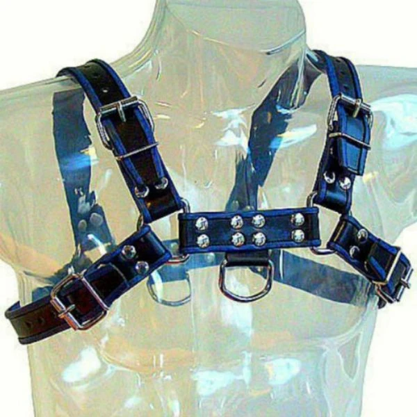 Leather Body Leder-Borsttuig Bulldog blauw-zwart