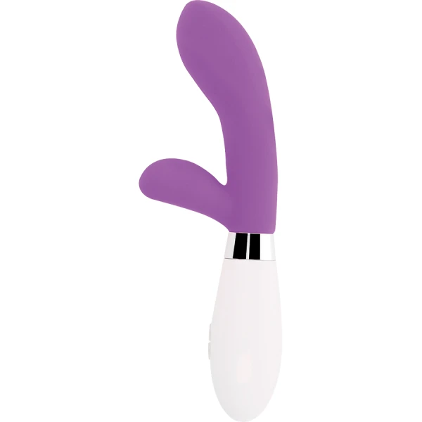 Glossy Jackson Konijnenvibrator met clitorisstimulator, siliconen, 12 cm, paars