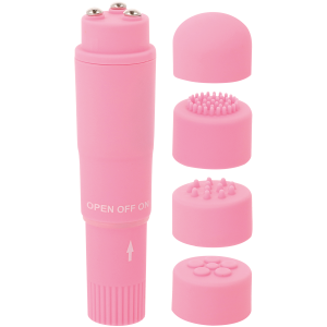 Glossy Kurt Taschenmassager Rosa – Mini-vibrator met 4 opzetstukken Glossy Kurt Taschenmassager Rosa – Mini-vibrator met 4 opzetstukken - Afbeelding 2
