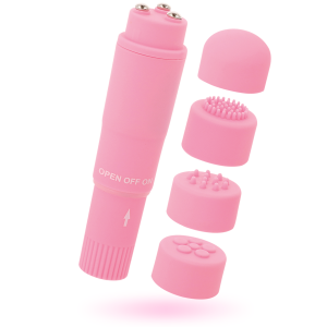 Glossy Kurt Taschenmassager Rosa – Mini-vibrator met 4 opzetstukken Glossy Kurt Taschenmassager Rosa – Mini-vibrator met 4 opzetstukken - Afbeelding 3