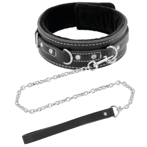Darkness Leren halsketting met riem voor BDSM-sessies Darkness Leren halsketting met riem voor BDSM-sessies - Afbeelding 2