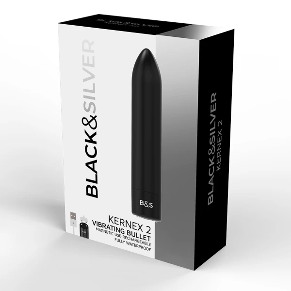 Black&silver Kernex 2 Vibrator met magneetbal, zwart-zilver