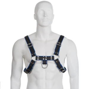 Leather Body Leder-Brustgeschirr Bulldog blau-schwarz