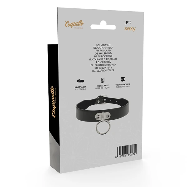 Coquette Chic Desire vegan leren fetish-halsband met drukknopsluiting 43 cm