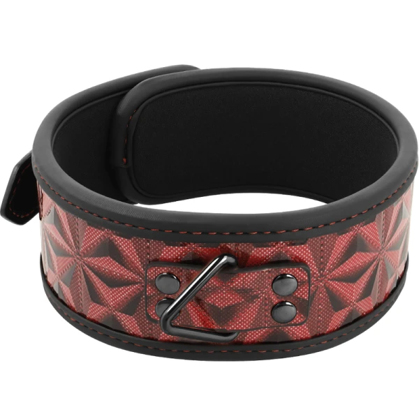 Begme Fetish Games vegan leren halsband met neopreen voering RED Edition