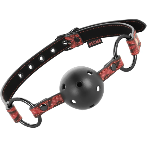 Begme Fetish Games RED Edition Knebel van vegan leer