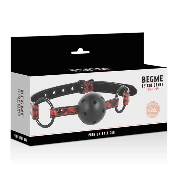 Begme Fetish Games RED Edition Knebel van vegan leer