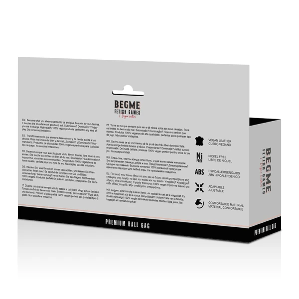 Begme Fetish Games RED Edition Knebel van vegan leer