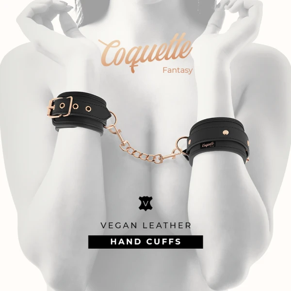 Coquette Chic Desire Fantasy-Handschellen van vegan leer met neopreen voering