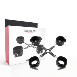 Darkness Lederhandboeien voor voeten en handen zwart Darkness Lederhandboeien voor voeten en handen zwart - Afbeelding 1
