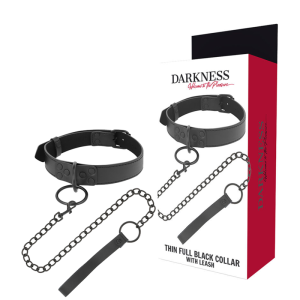 Darkness Halsband met ketting van neopreen en Puleather, zwart Darkness Halsband met ketting van neopreen en Puleather, zwart - Afbeelding 1