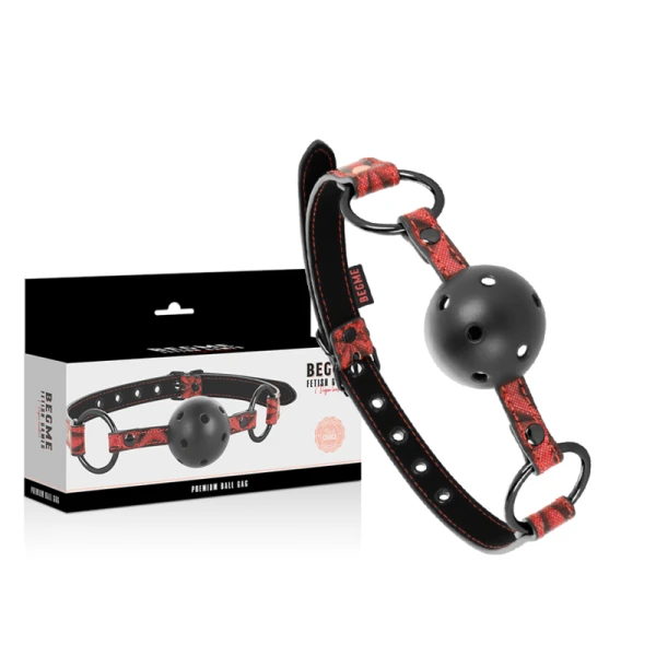 Begme Fetish Games RED Edition Knebel van vegan leer