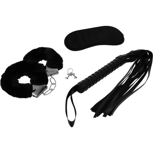 Intense Fetish Fetisch-Set mit Handschellen, Augenbinde und Peitsche