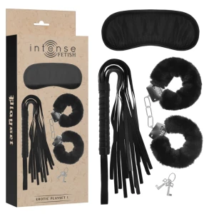 Intense Fetish Fetisj-set met handboeien, blinddoek en zweep
