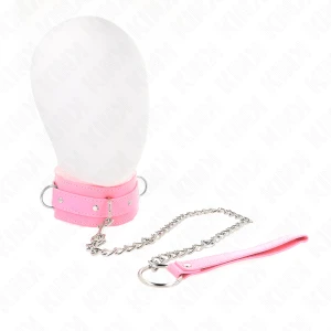 Kink Halsband met riem voor bondage, roze