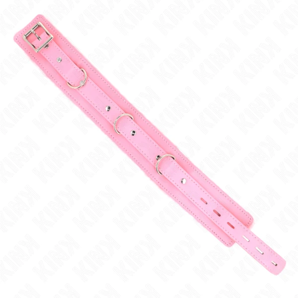 Kink Halsband met riem voor bondage, roze