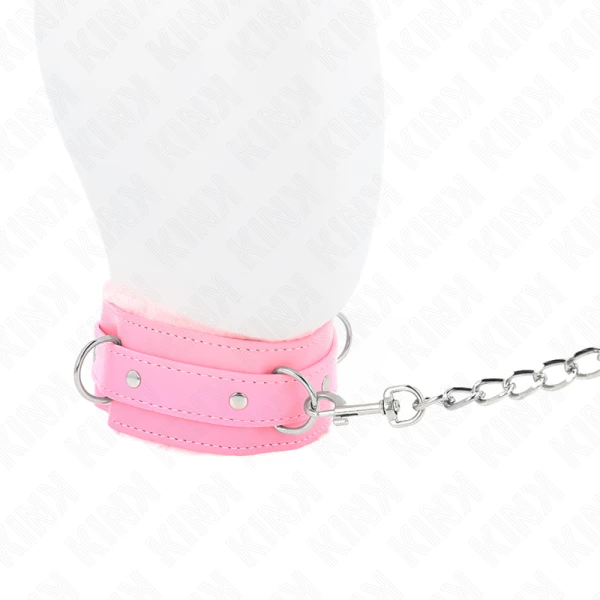 Kink Halsband met riem voor bondage, roze
