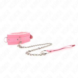 Kink Halsband met riem voor bondage, roze Kink Halsband met riem voor bondage, roze - Afbeelding 3