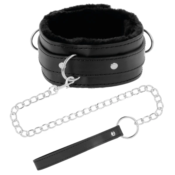 Darkness Comfortabele Halsband met Lederen Ketting voor BDSM