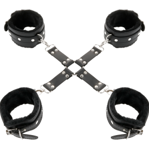 Darkness Lederhandboeien voor voeten en handen zwart Darkness Lederhandboeien voor voeten en handen zwart - Afbeelding 2