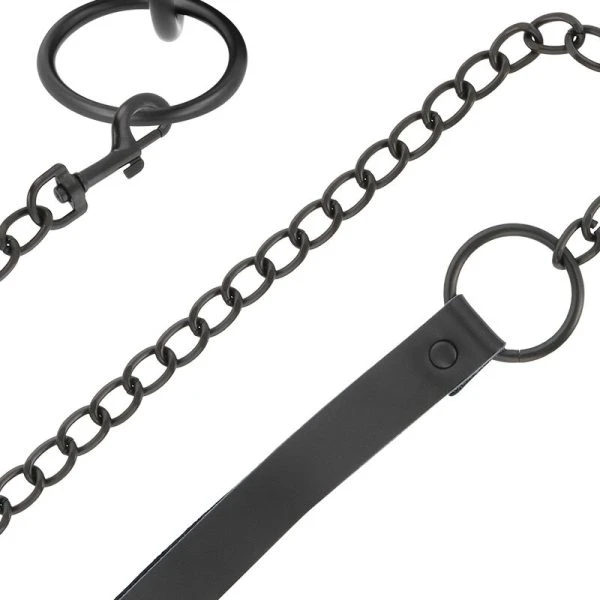 Darkness Halsband met ketting van neopreen en Puleather, zwart