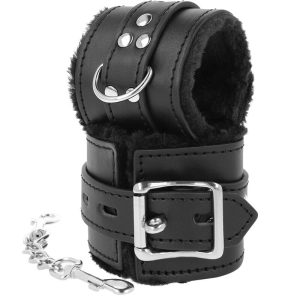 Darkness zwart gevoerde BDSM-handboeien met nepbont Darkness zwart gevoerde BDSM-handboeien met nepbont - Afbeelding 2
