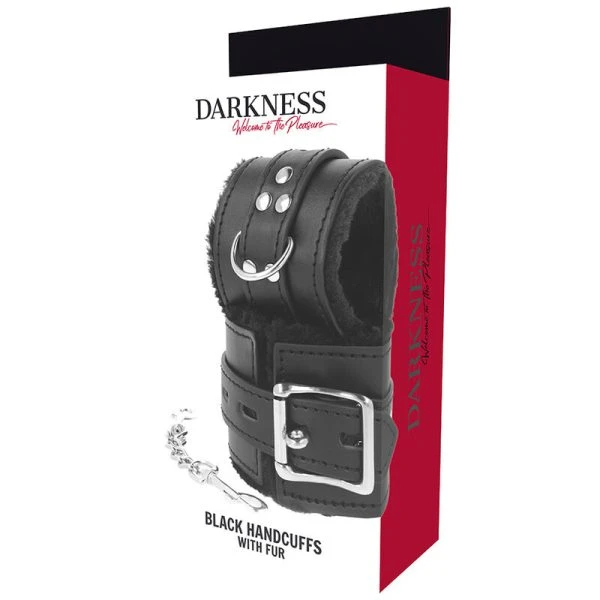 Darkness zwart gevoerde BDSM-handboeien met nepbont