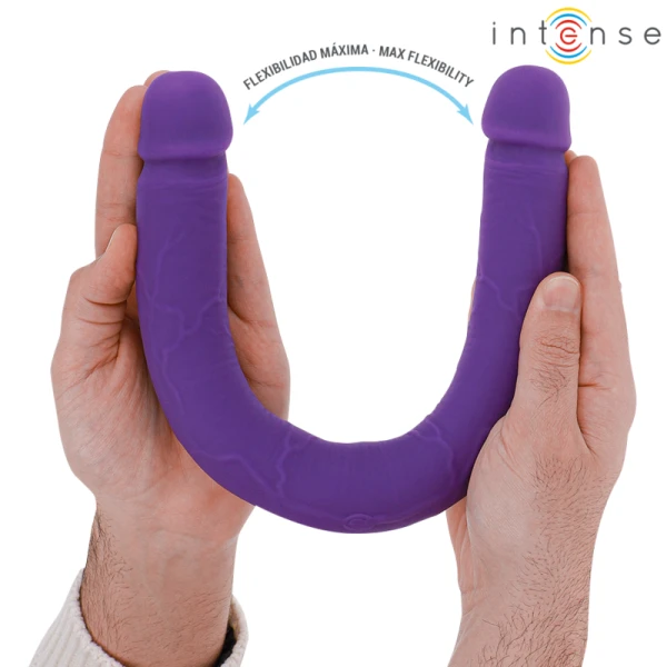 Intense dubbele dildo Gunter met twee motoren en afstandsbediening, 40 cm, paars