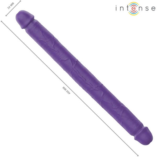 Intense dubbele dildo Gunter met twee motoren en afstandsbediening, 40 cm, paars