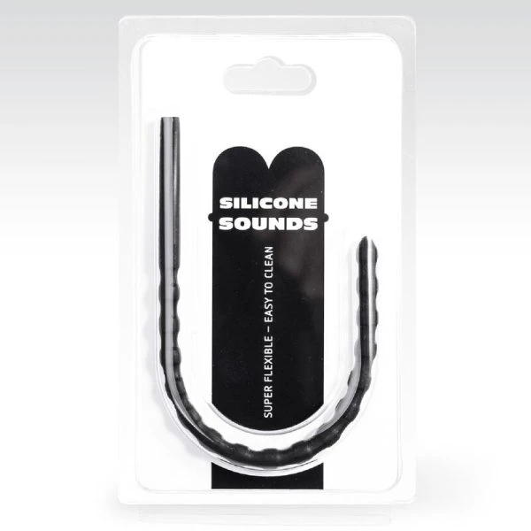 All Black siliconen urethrasonde met golven 24 cm
