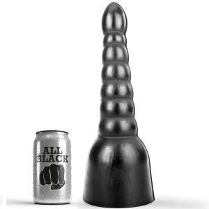All Black Anaalplug met Groeven 34 x 11 cm