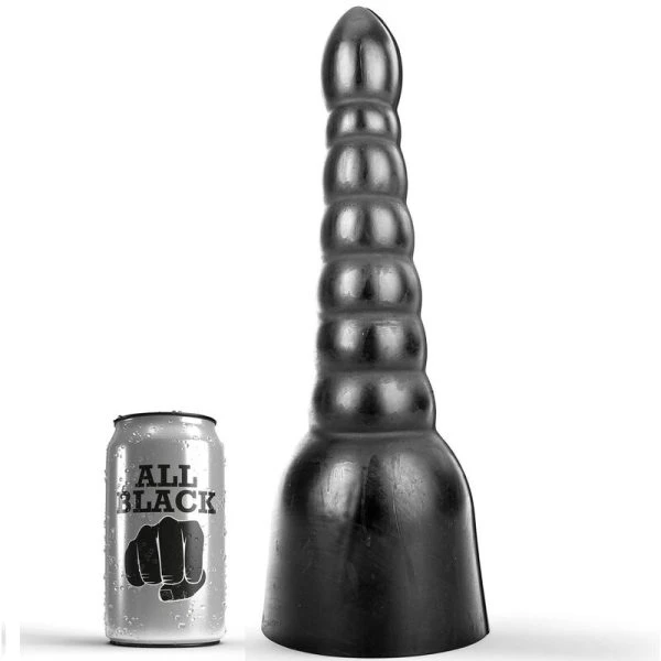 All Black Anaalplug met Groeven 34 x 11 cm