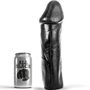 All Black Dildo without Balls with Solid Shaft