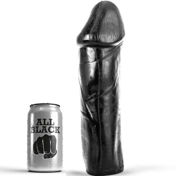 All Black Dildo zonder ballen met massieve steel