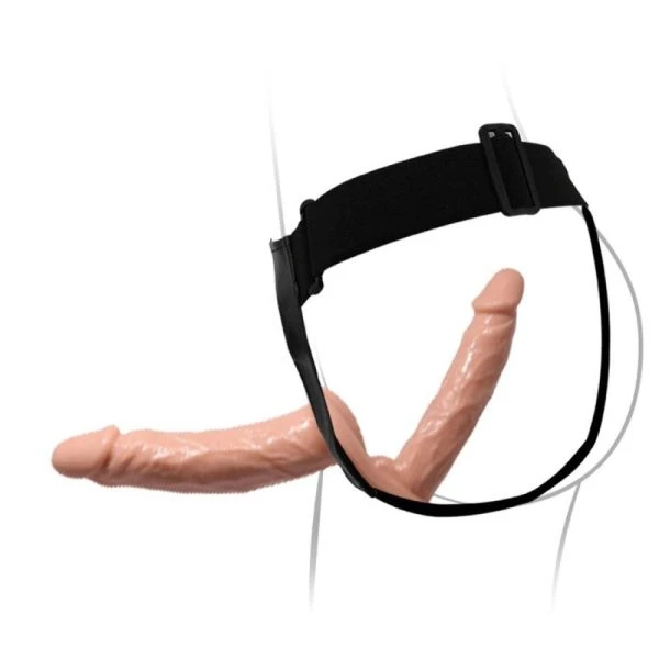 Baile Dubbele Dildo met Harnas Ultra Hartstochtelijk vleeskleurig