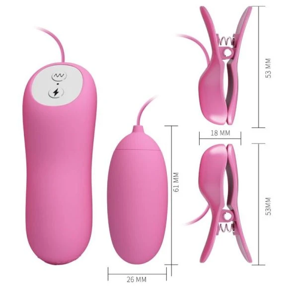 Pretty Love Vibrator met pincet, vibratie en elektrische schok, roze