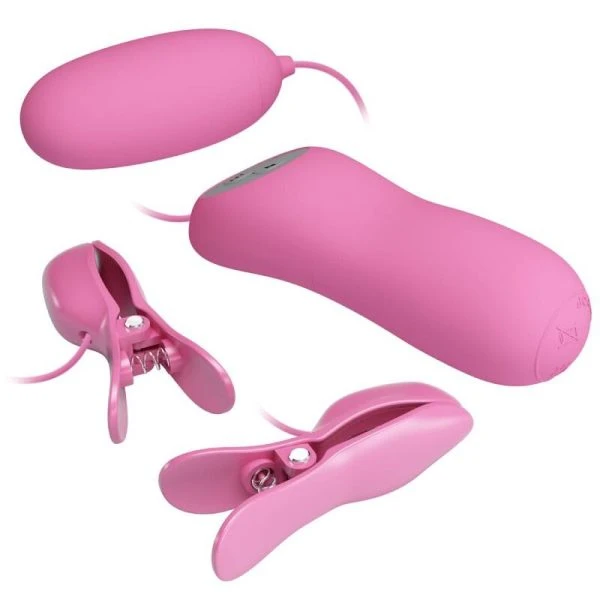 Pretty Love Vibrator met pincet, vibratie en elektrische schok, roze
