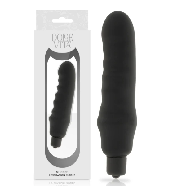 Dolce Vita Genius Black Silicone Auflegevibrator mit abnehmbarer Hülle