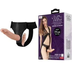 Baile Dubbele Dildo met Harnas Ultra Hartstochtelijk vleeskleurig