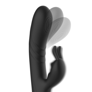 Zwart&zilver Jamie Oplaadbare Siliconen Konijnenstimulator met Clitorisarm Zwart&zilver Jamie Oplaadbare Siliconen Konijnenstimulator met Clitorisarm - Afbeelding 3