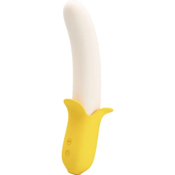 Pretty Love Banana Geek siliconen vibrator met 7 trilstanden, geel