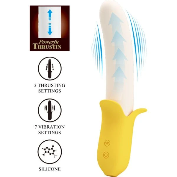 Pretty Love Banana Geek siliconen vibrator met 7 trilstanden, geel