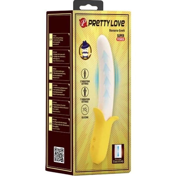 Pretty Love Banana Geek siliconen vibrator met 7 trilstanden, geel
