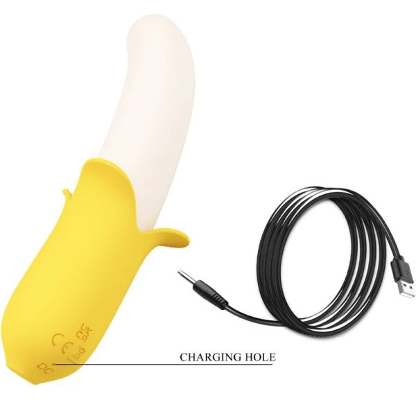 Pretty Love Banana Geek siliconen vibrator met 7 trilstanden, geel