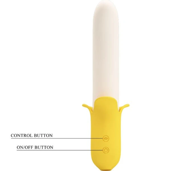Pretty Love Banana Geek siliconen vibrator met 7 trilstanden, geel