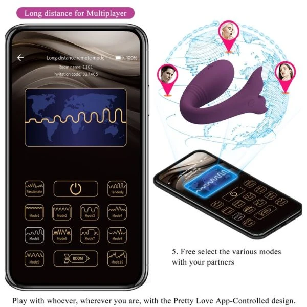 Pretty Love Paarvibrator Jayleen mit App-Fernbedienung Lila