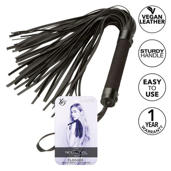 Calexotics Nocturnal Flogger Leder Zwart – Fetisjzweep