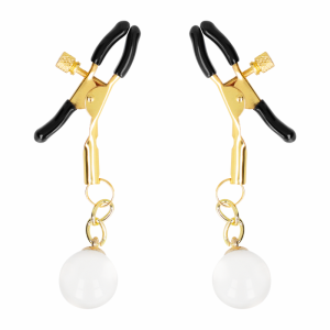 Kink glasparel-nippelklemmen met gouden accenten Kink glasparel-nippelklemmen met gouden accenten - Afbeelding 2